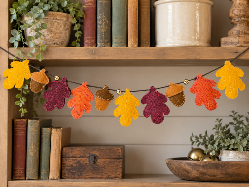 Autumn and Acorn Applique Garland