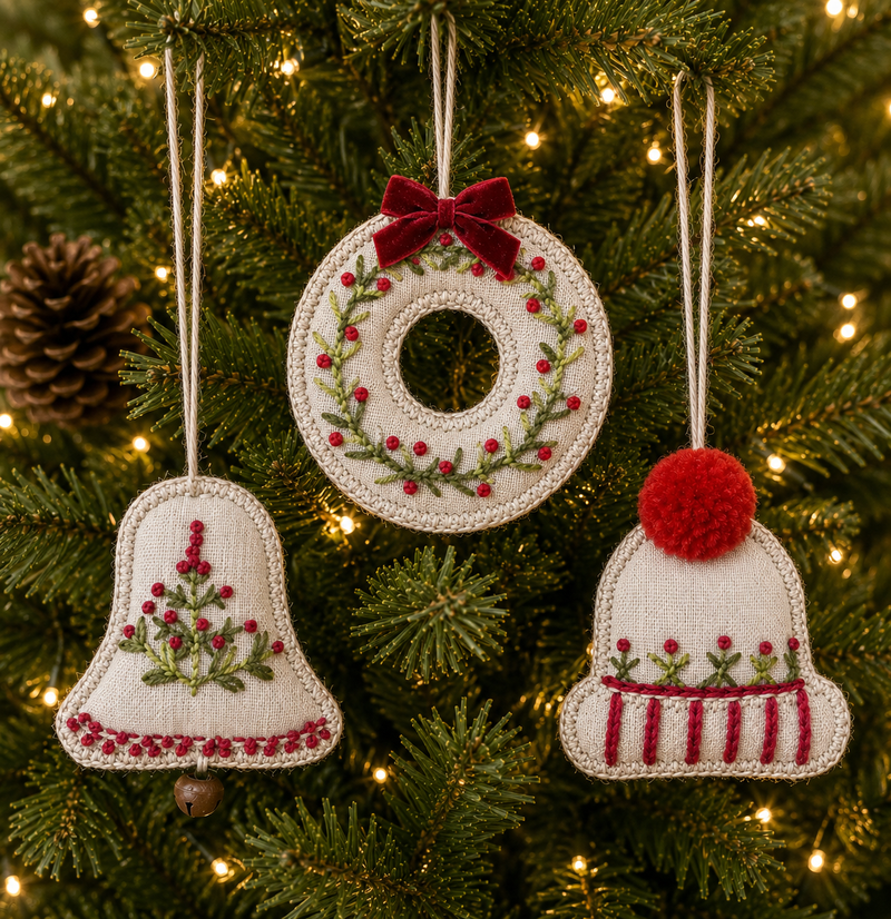 Load image into Gallery viewer, Linen Ornaments - 12 Ornaments
