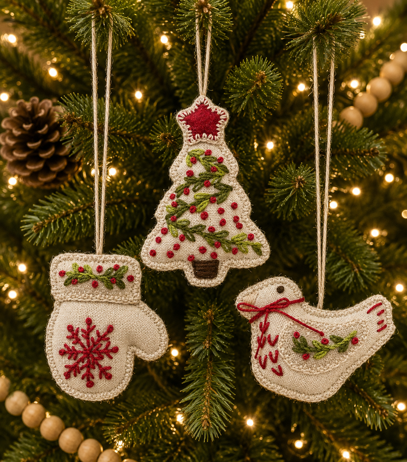Load image into Gallery viewer, Linen Ornaments - 12 Ornaments
