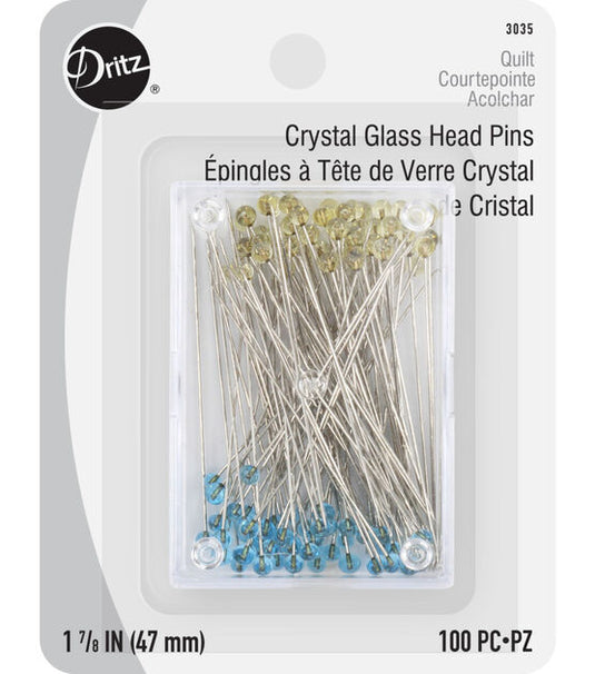 Dritz Crystal glass head pins-long
