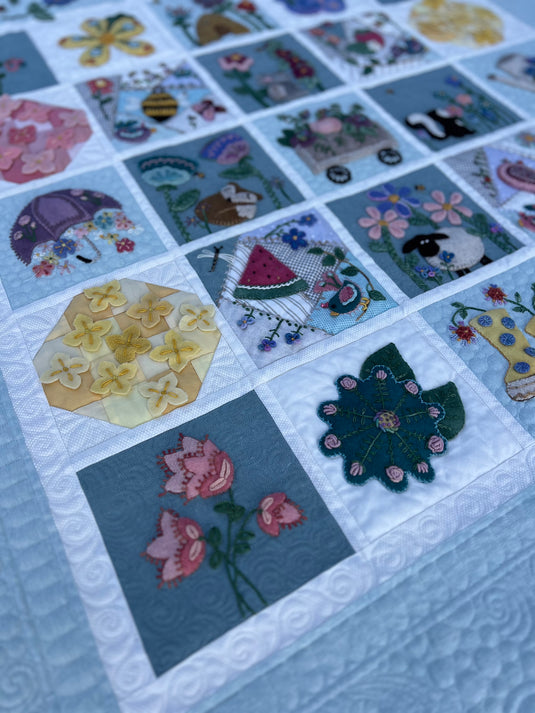 Spring Bling Quilt Pattern Spring Quilt Design with Florals, Bees & Appliqué Blocks