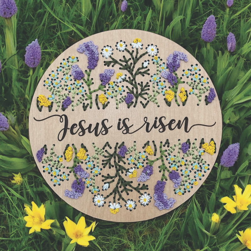 Load image into Gallery viewer, Jesus is Risen Wood Embroidery
