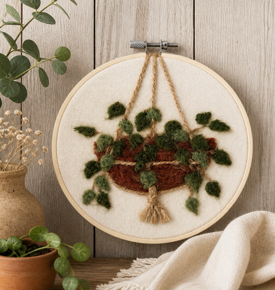Needle Felted Pot: Vines