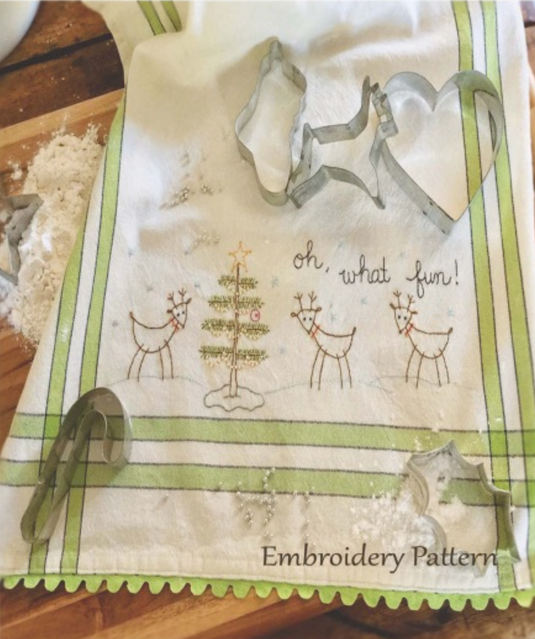 Bareroots Towel- Oh! What Fun! Reindeer Dishtowel 