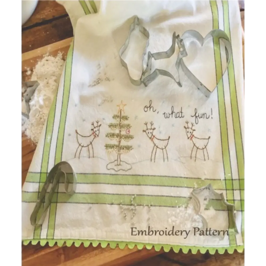 Bareroots Towel- Oh! What Fun! Reindeer Dishtowel 