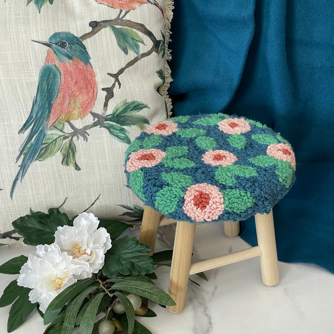 Blue Floral Stool Cover Punch
