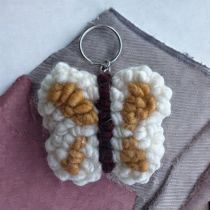 Butterfly Punch Needle Keychain