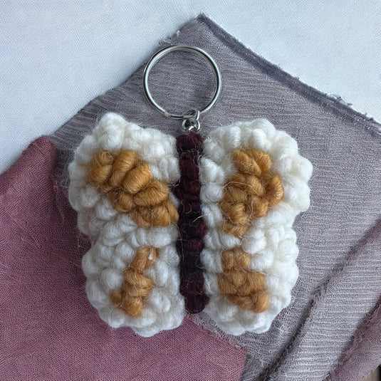 Butterfly Punch Needle Keychain
