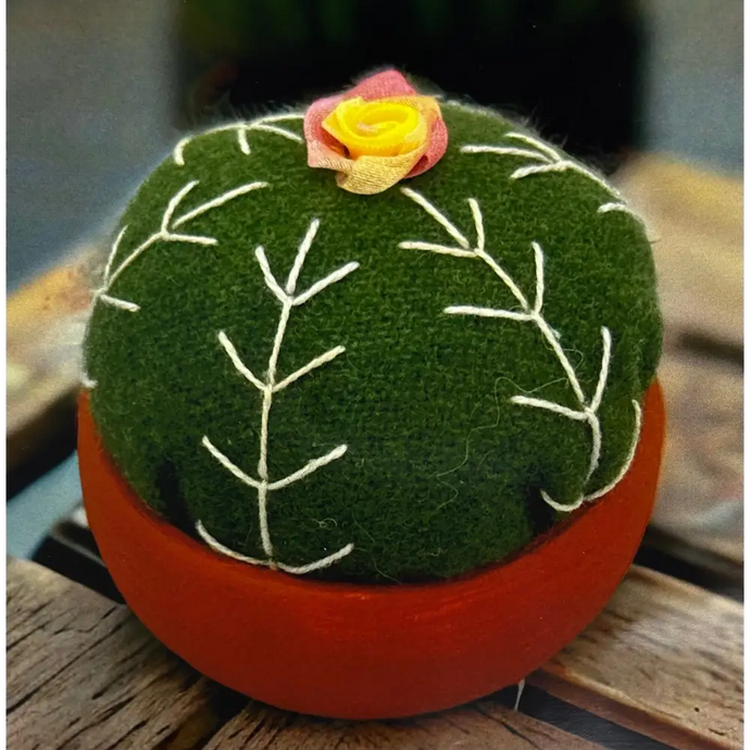 Cactus In Bowl Pin Cushion - Green
