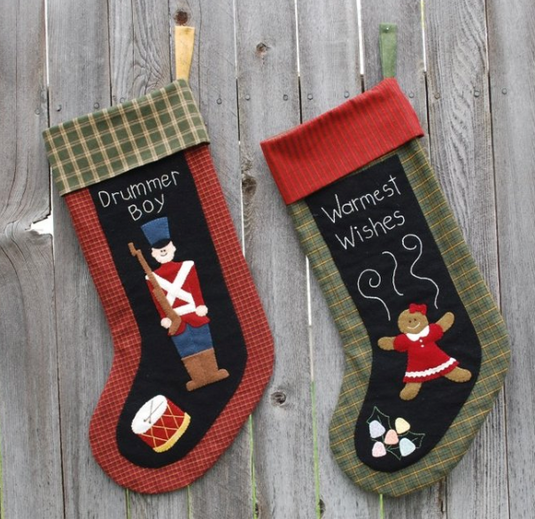 Drummer Boy & Gingerbread Girl Stockings - Pattern / Pattern - Default