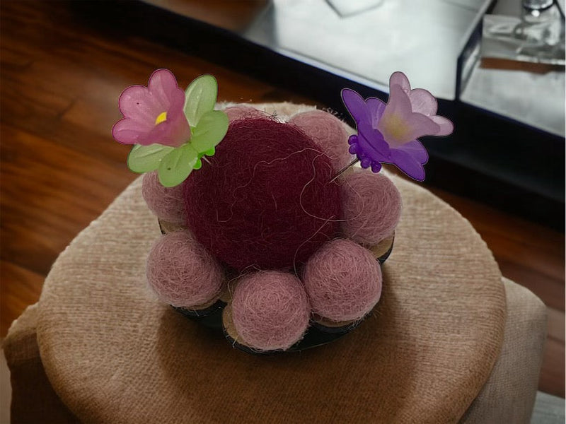 Load image into Gallery viewer, Flower Pincushion - Dark Red and Pink

