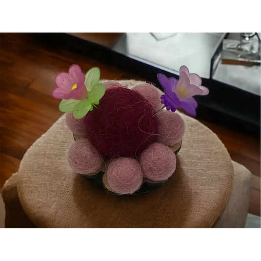 Flower Pincushion - Dark Red and Pink