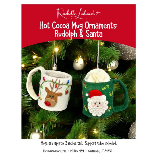 Hot Cocoa Mug Ornaments: Rudolph and Santa