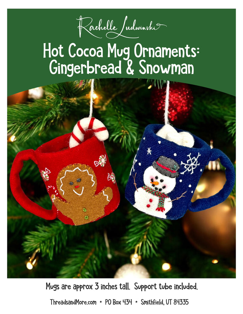 Load image into Gallery viewer, Hot Cocoa Mug Ornaments : Gingerbread and Snowman
