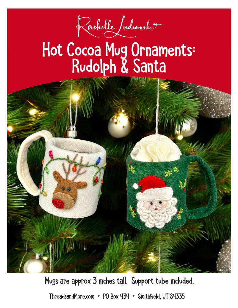 Load image into Gallery viewer, Hot Cocoa Mug Ornaments: Reindeer and Santa
