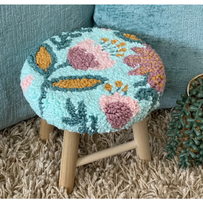Pink and Blue Floral Stool Punch - Default