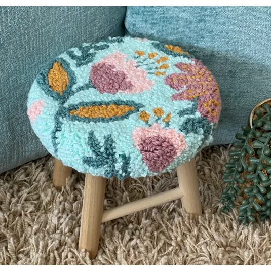 Pink and Blue Floral Stool Punch - Default