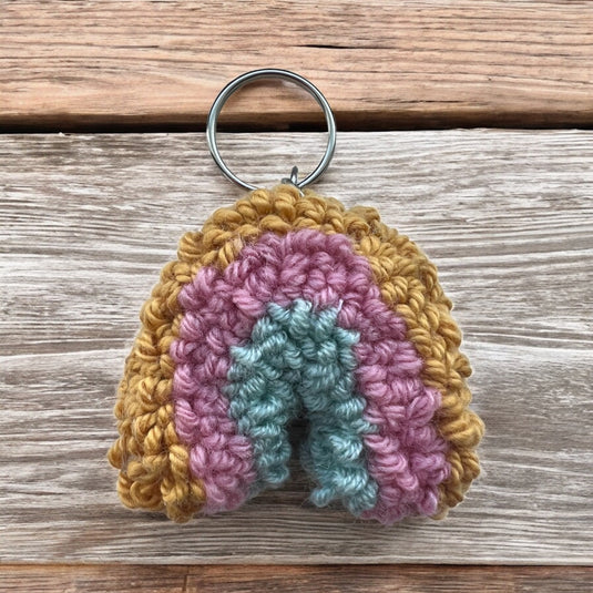 Rainbow Punch Needle Keychain