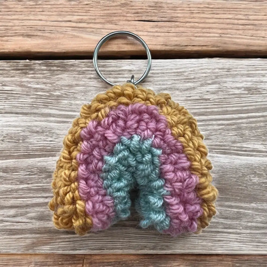 Rainbow Punch Needle Keychain