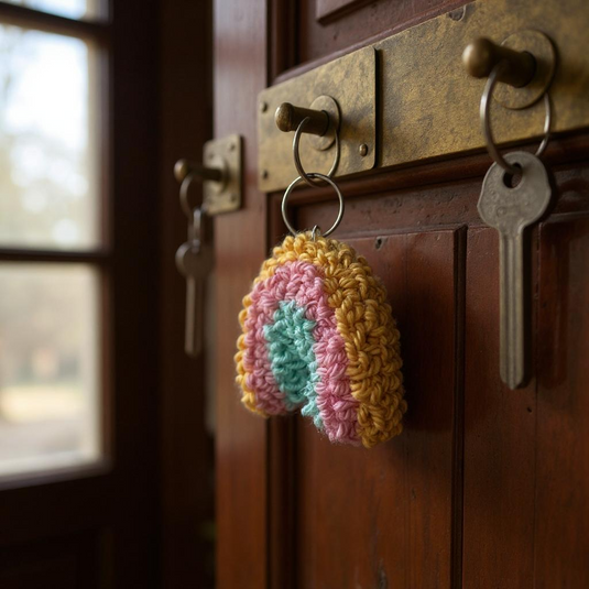 Rainbow Punch Needle Keychain