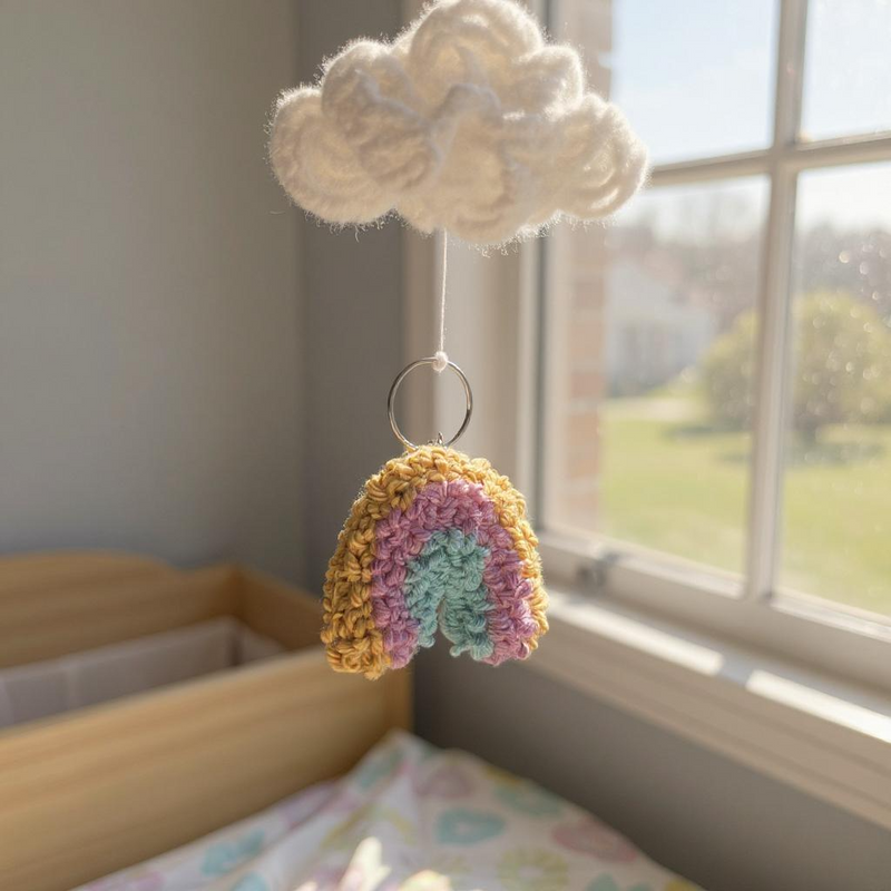 Load image into Gallery viewer, Rainbow Punch Needle Keychain
