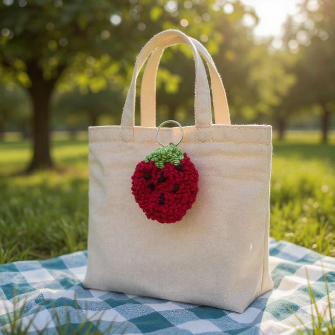 Strawberry Punch Needle Keychain
