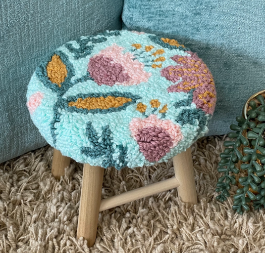 Pink and Blue Floral Stool Punch